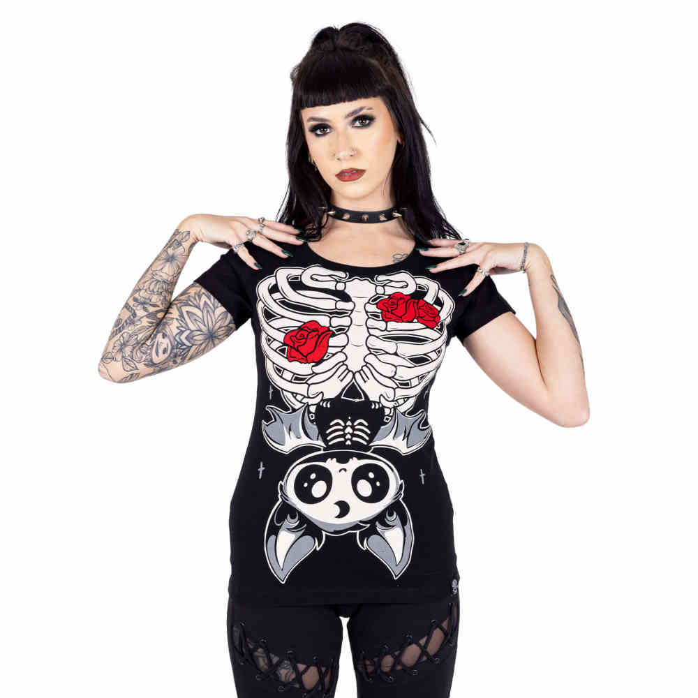 Cupcake Cult - Ribcage Bat T-shirt Femme - Noir